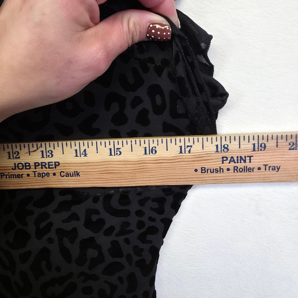 Tommy Hilfiger Dress Womens 8 Black‎ Ruffle Leopard Print Velvet Burnout Sheath - Picture 4 of 12